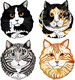Four Pedigree Cat Plates Four Pedigree Cat Plates